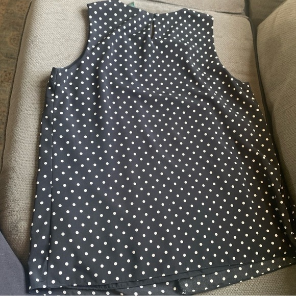 Lauren Ralph Lauren Black Polka Dot Sleeveless Top Size 12 - Picture 6 of 7